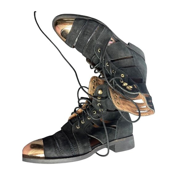 Jeffrey Campbell slash cap size 8 womens boots black suede - Picture 9 of 11